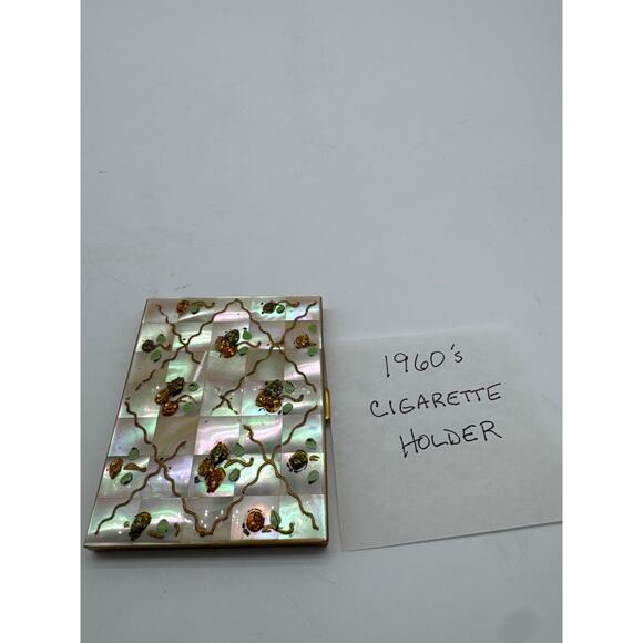 Vintage 1960 Mother Of Pearl Lady’s Gold Toned Cigarette Case 4x3" NICE! - Picture 1 of 4